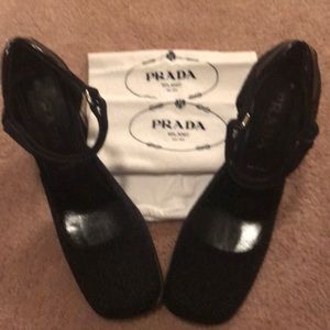 PRADA Chunky Heel woven Mary Jane